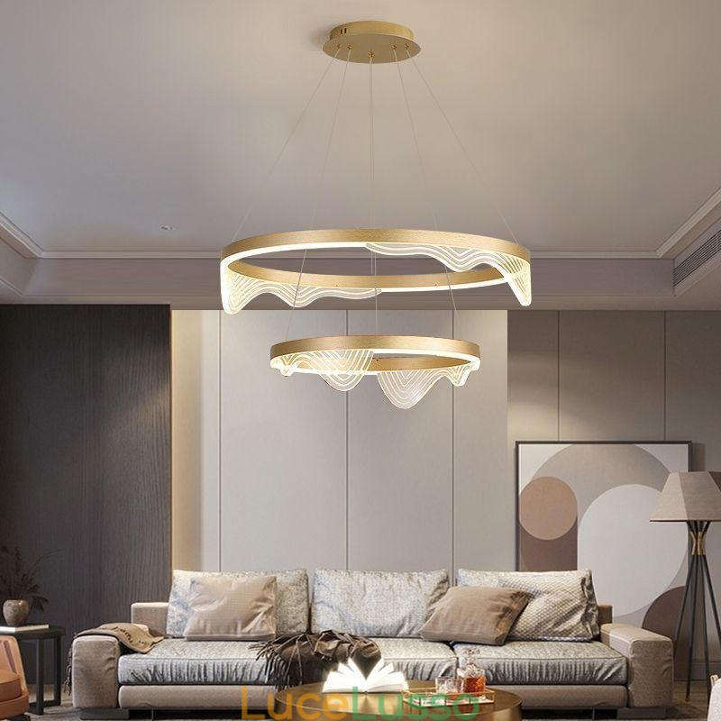 Lampada a sospensione Golden Wave Ripple Lampada da soffitto 2 luci