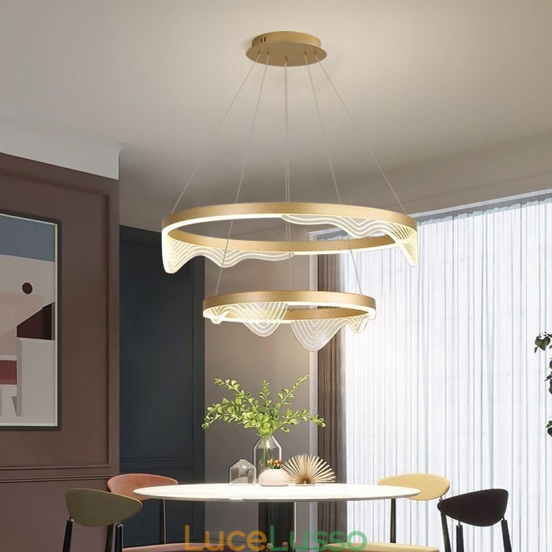 Lampada a sospensione Golden Wave Ripple Lampada da soffitto 2 luci
