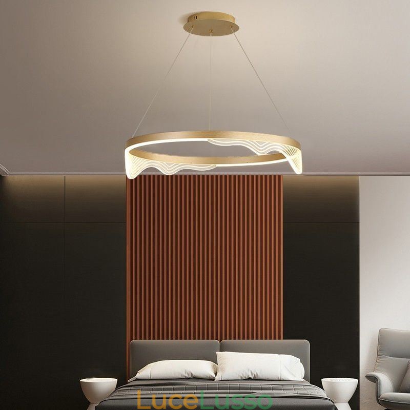 Lampada a sospensione nordica in alluminio Golden Wave Ripple Lampada a sospensione