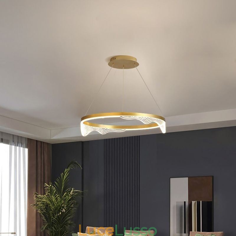 Lampada a sospensione nordica in alluminio Golden Wave Ripple Lampada a sospensione
