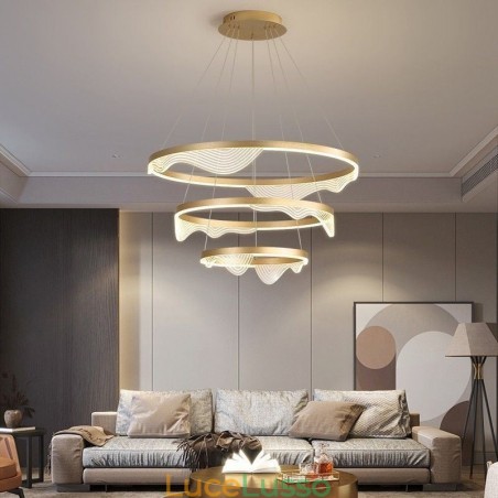 Lampada a sospensione Golden Wave Ripple Lampada a sospensione 3 luci Lampada a sospensione Golden Wave Ripple Lampada a sospensione 3 luci