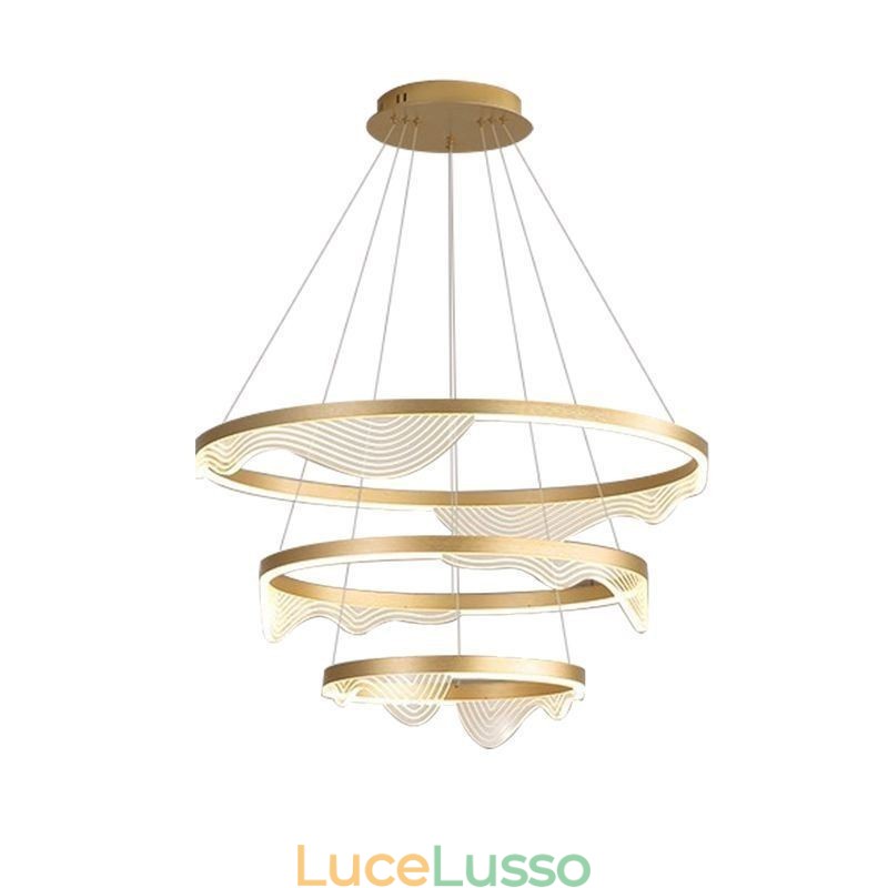 Lampada a sospensione Golden Wave Ripple Lampada a sospensione 3 luci