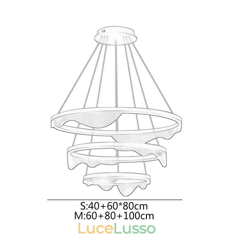 Lampada a sospensione Golden Wave Ripple Lampada a sospensione 3 luci
