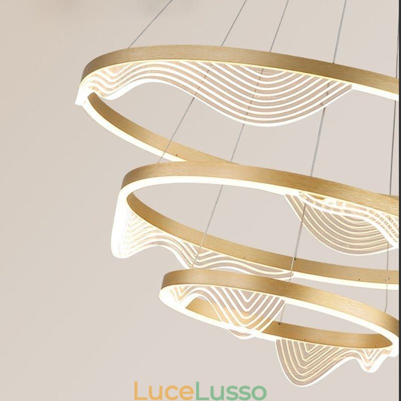 Lampada a sospensione Golden Wave Ripple Lampada a sospensione 3 luci