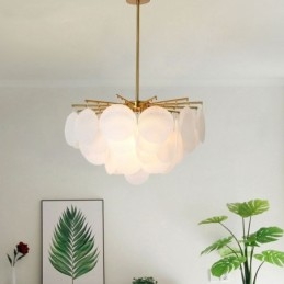 Moderna lampada a sospensione a 6 luci con forma in vetro