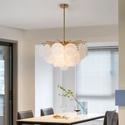 Moderna lampada a sospensione a 6 luci con forma in vetro