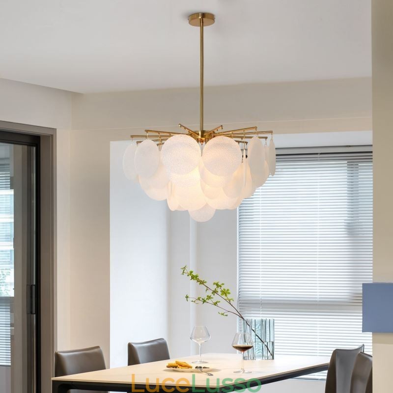 Moderna lampada a sospensione a 6 luci con forma in vetro