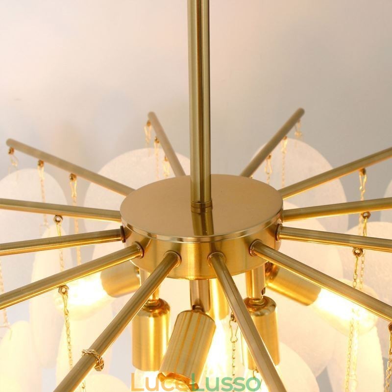 Moderna lampada a sospensione a 6 luci con forma in vetro