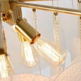 Moderna lampada a sospensione a 6 luci con forma in vetro