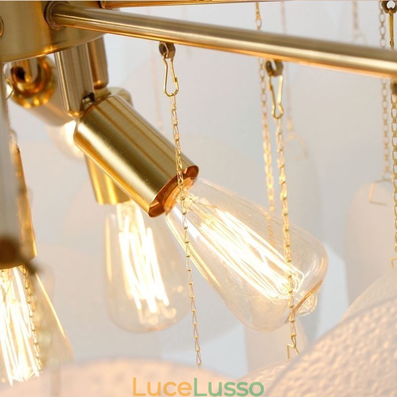 Moderna lampada a sospensione a 6 luci con forma in vetro