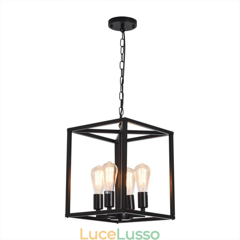 Lampada a sospensione moderna e semplice in gabbia di ferro