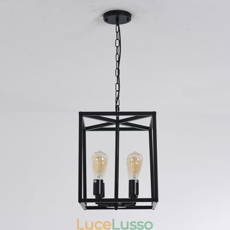 Lampada a sospensione moderna e semplice in gabbia di ferro