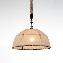 Lampada a sospensione a 1 luce a forma di mezzaluna, stile vintage, stile industriale, tessuto giallo e metallo, luce a goccia