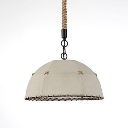Lampada a sospensione a 1 luce a forma di mezzaluna, stile vintage, stile industriale, tessuto giallo e metallo, luce a goccia
