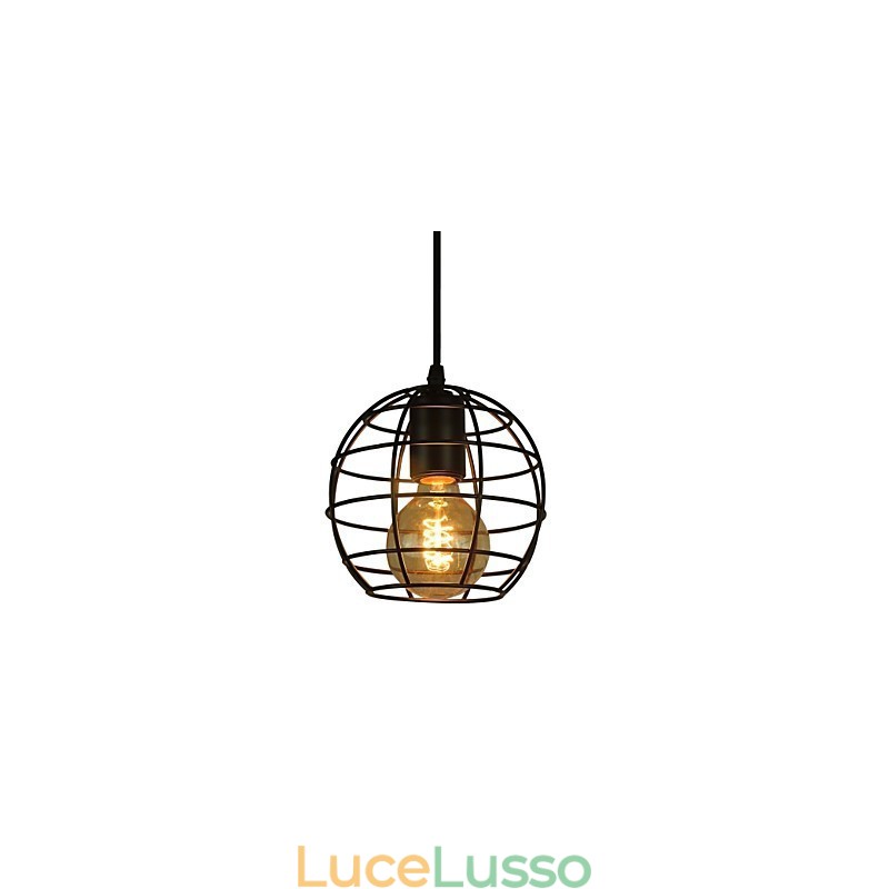 Lampadario vintage in stile europeo a forma di globo per lampada a sospensione nera