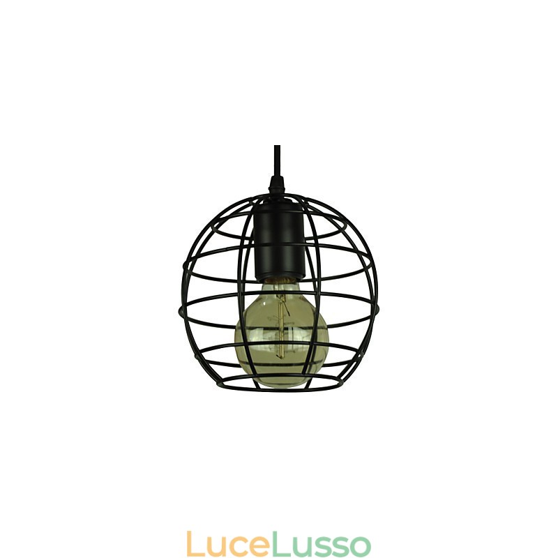 Lampadario vintage in stile europeo a forma di globo per lampada a sospensione nera