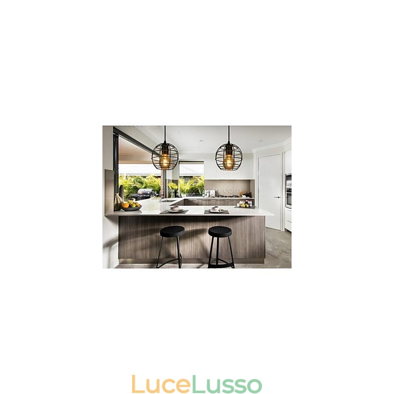 Lampadario vintage in stile europeo a forma di globo per lampada a sospensione nera