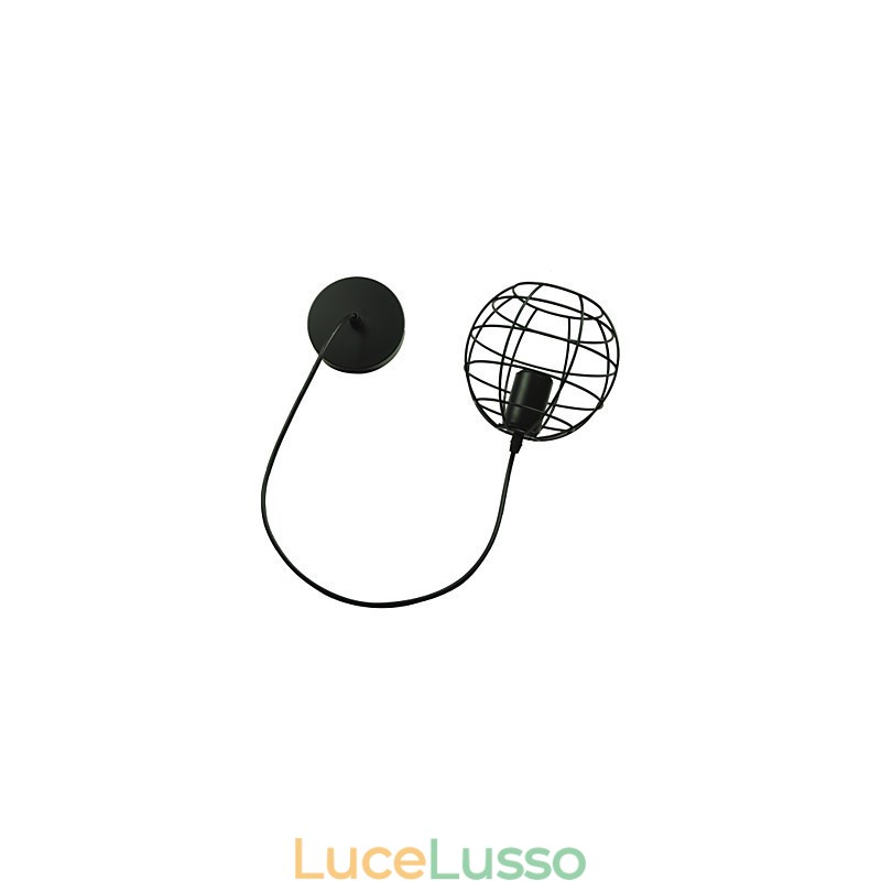 Lampadario vintage in stile europeo a forma di globo per lampada a sospensione nera