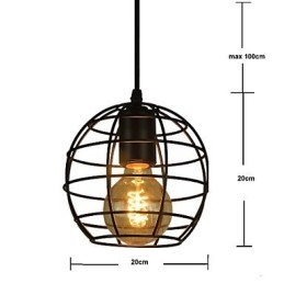 Lampadario vintage in stile europeo a forma di globo per lampada a sospensione nera