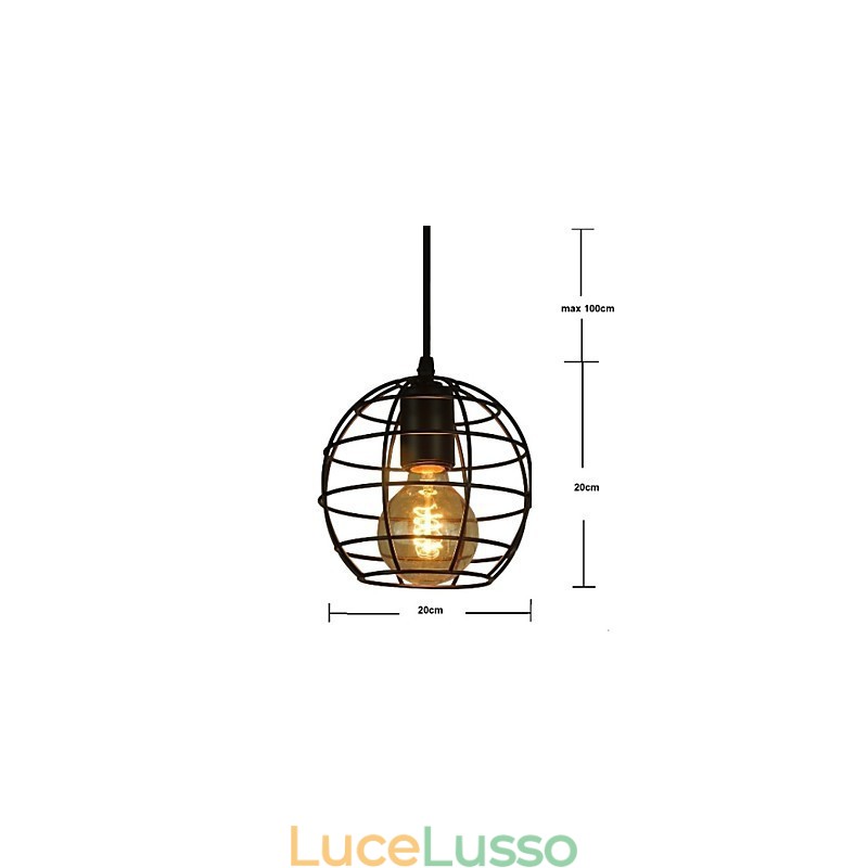 Lampadario vintage in stile europeo a forma di globo per lampada a sospensione nera