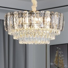 Lampada a sospensione europea in cristallo rotondo da soffitto