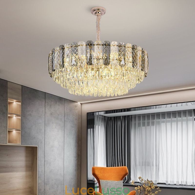 Lampada a sospensione europea in cristallo rotondo da soffitto