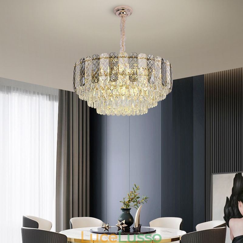 Lampada a sospensione europea in cristallo rotondo da soffitto