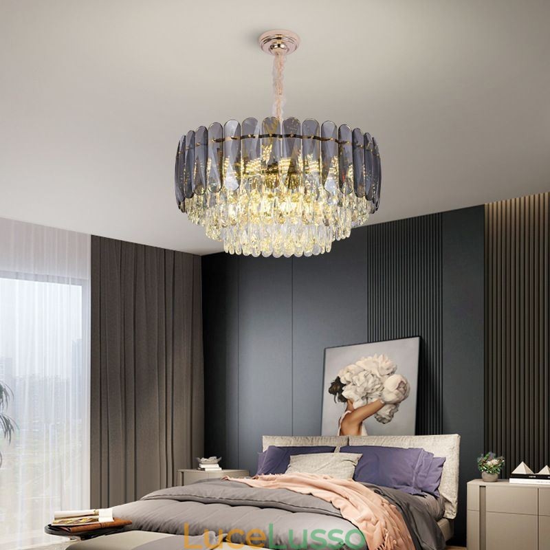 Lampada da soffitto con pendente in cristallo