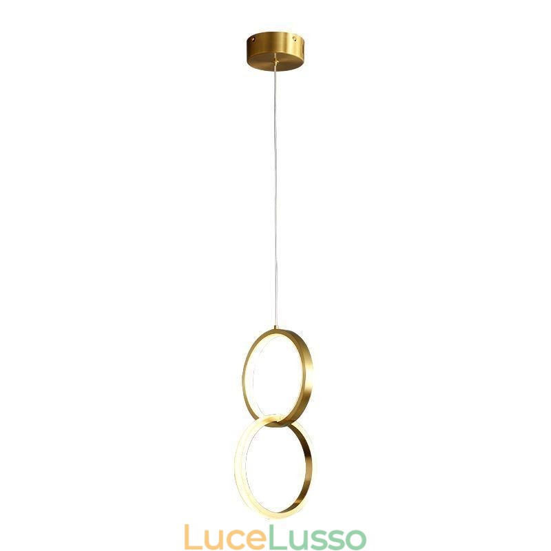 Lampada a sospensione con anelli in ottone, lampada decorativa