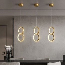 Lampada a sospensione con anelli in ottone, lampada decorativa