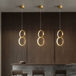 Lampada a sospensione con anelli in ottone, lampada decorativa