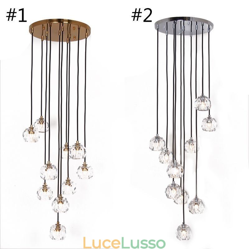 Moderna lampada da soffitto a forma di pallone da calcio in cristallo
