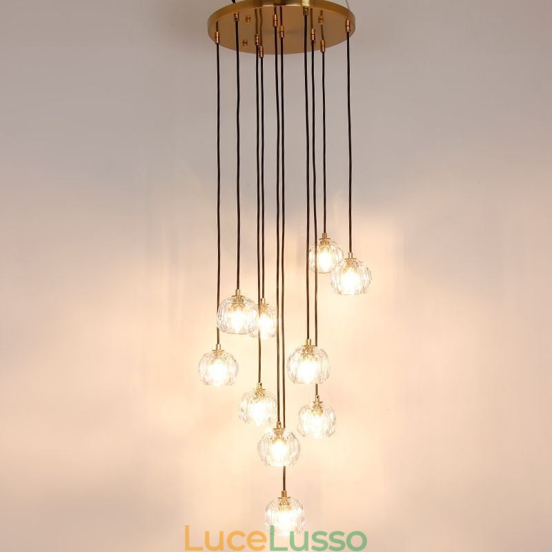 Moderna lampada da soffitto a forma di pallone da calcio in cristallo