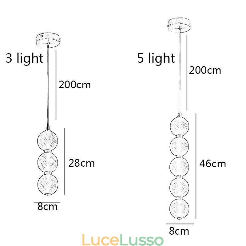 Lampada a sospensione con perline acriliche illuminazione decorativa