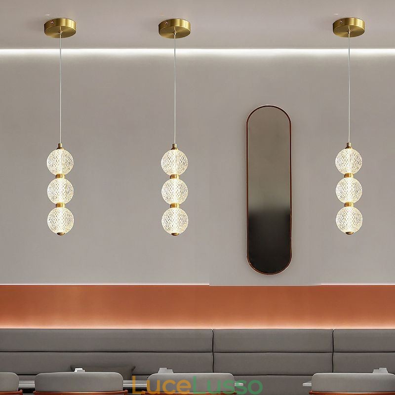 Lampada a sospensione con perline acriliche illuminazione decorativa