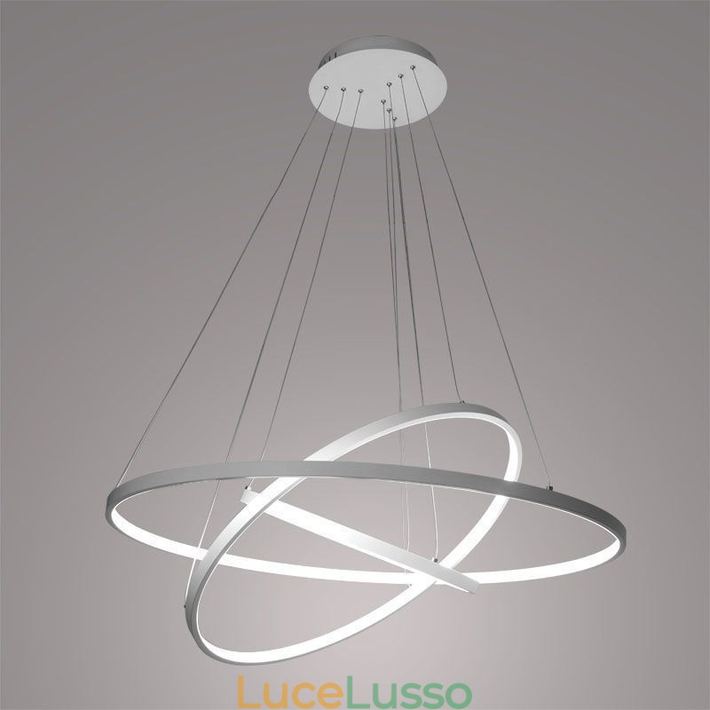 Lampada a sospensione moderna in alluminio nero con 3 anelli