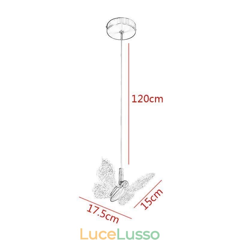 Lampada a sospensione a forma di farfalla in acrilico