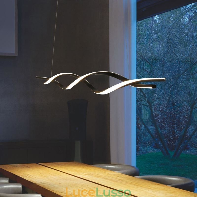 Moderna illuminazione a sospensione a forma di onda nera