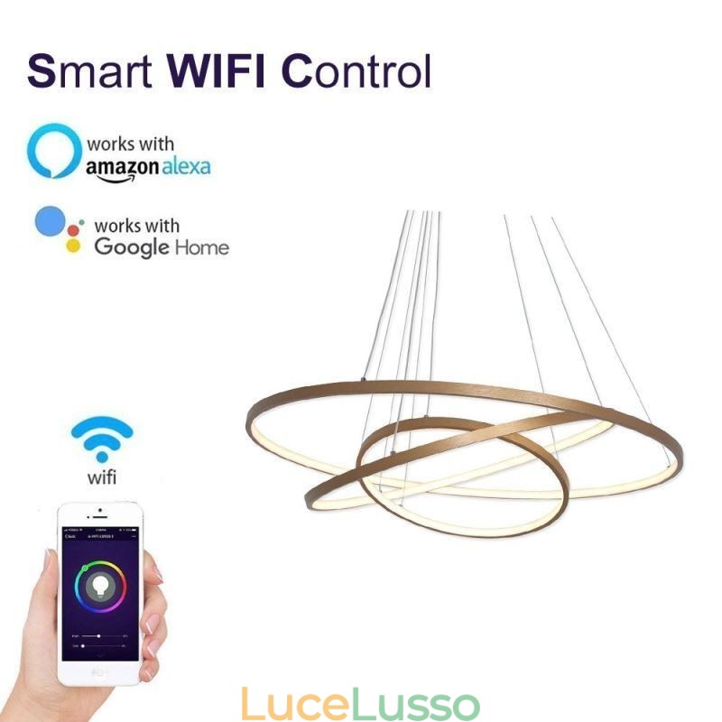 Lampada a sospensione Lampadario moderno Illuminazione 3 anelli Lampada da soffitto