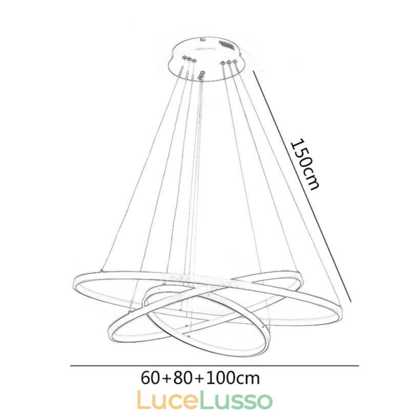 Lampada a sospensione Lampadario moderno Illuminazione 3 anelli Lampada da soffitto