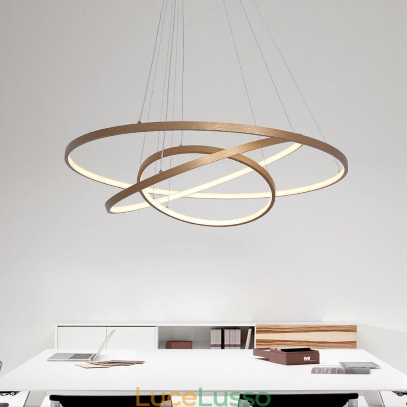 Lampada a sospensione Lampadario moderno Illuminazione 3 anelli Lampada da soffitto