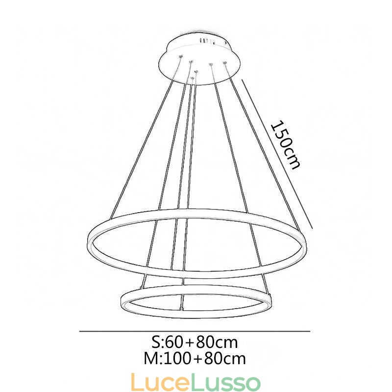 Moderna semplice lampada a sospensione in alluminio a doppio anello lampada a sospensione