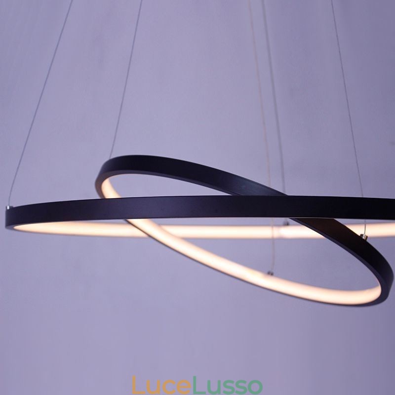 Moderna semplice lampada a sospensione in alluminio a doppio anello lampada a sospensione