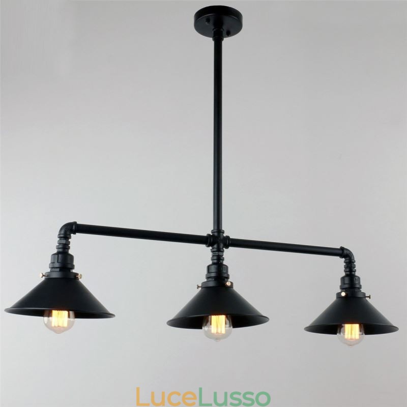 Lampadario a sospensione con tubo dell'acqua vintage industriale retrò a 3 luci, stile rustico country