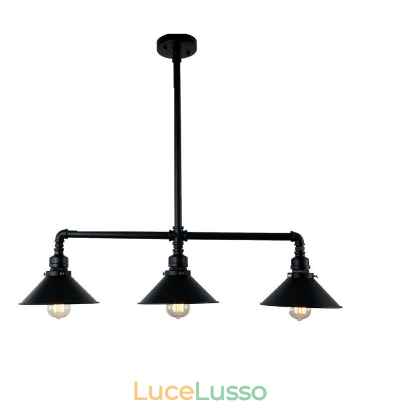 Lampadario a sospensione con tubo dell'acqua vintage industriale retrò a 3 luci, stile rustico country