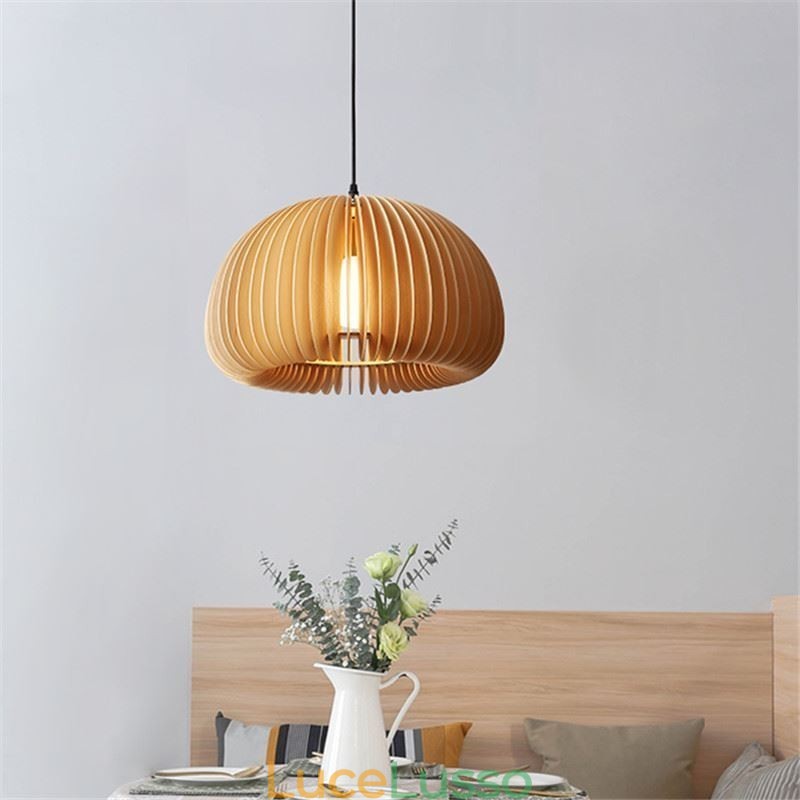 Lampada a sospensione in stile retrò, lampada a sospensione in tiglio con zucca