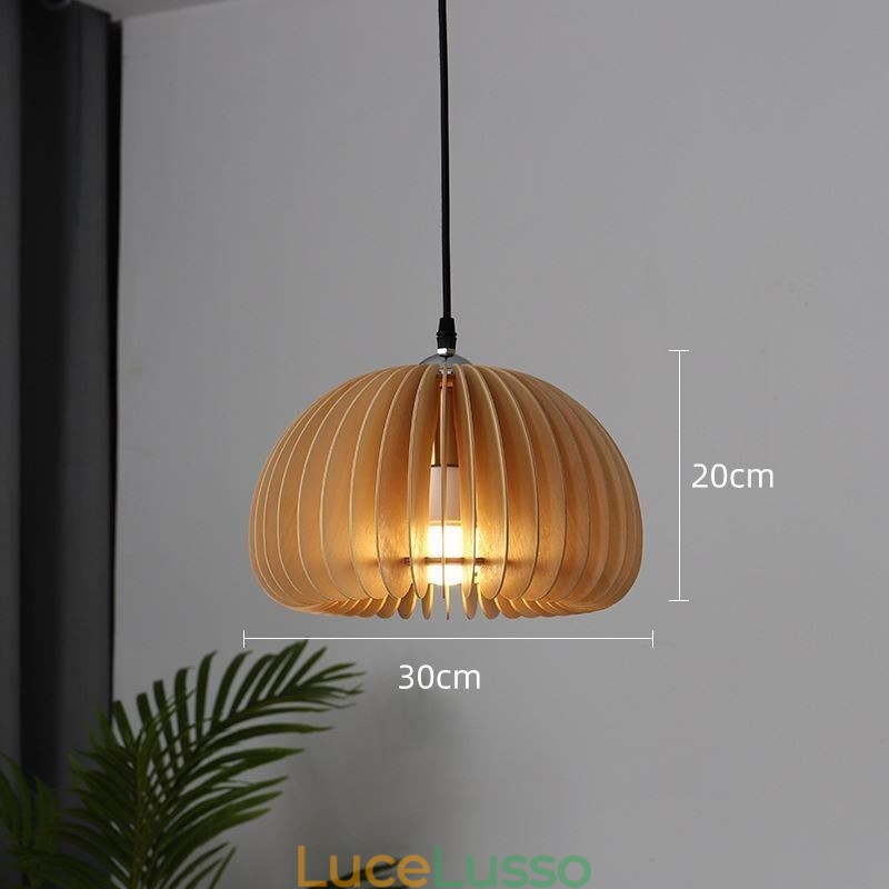 Lampada a sospensione in stile retrò, lampada a sospensione in tiglio con zucca