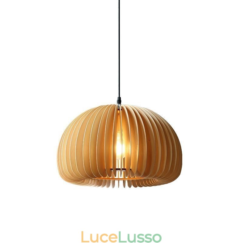 Lampada a sospensione in stile retrò, lampada a sospensione in tiglio con zucca