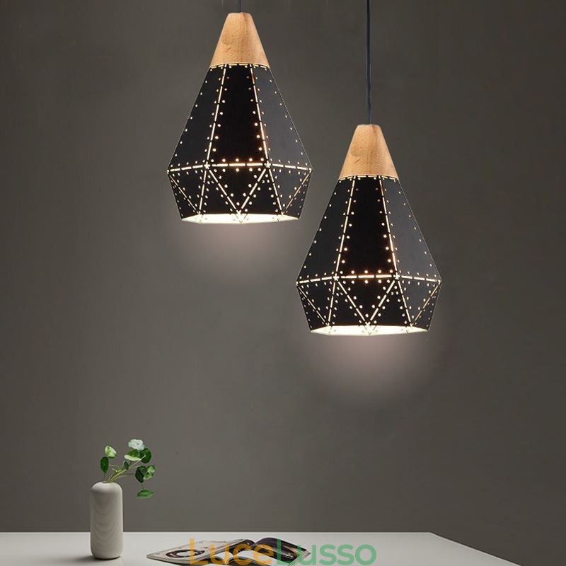 Lampada a sospensione retrò vintage industriale con paralume cavo
