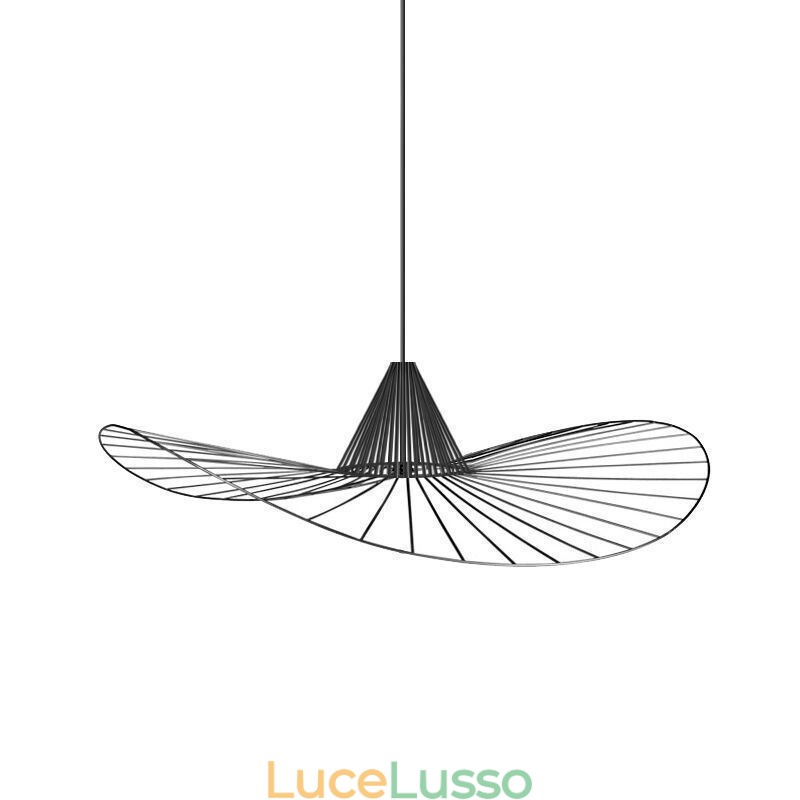 Lampada a sospensione in ferro Lampada semplice a cappello di paglia 1 luce